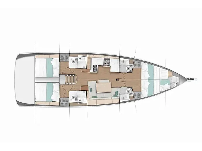 Grundriss der Yacht JEANNEAU Sun Odyssey 490 - Calico Jack