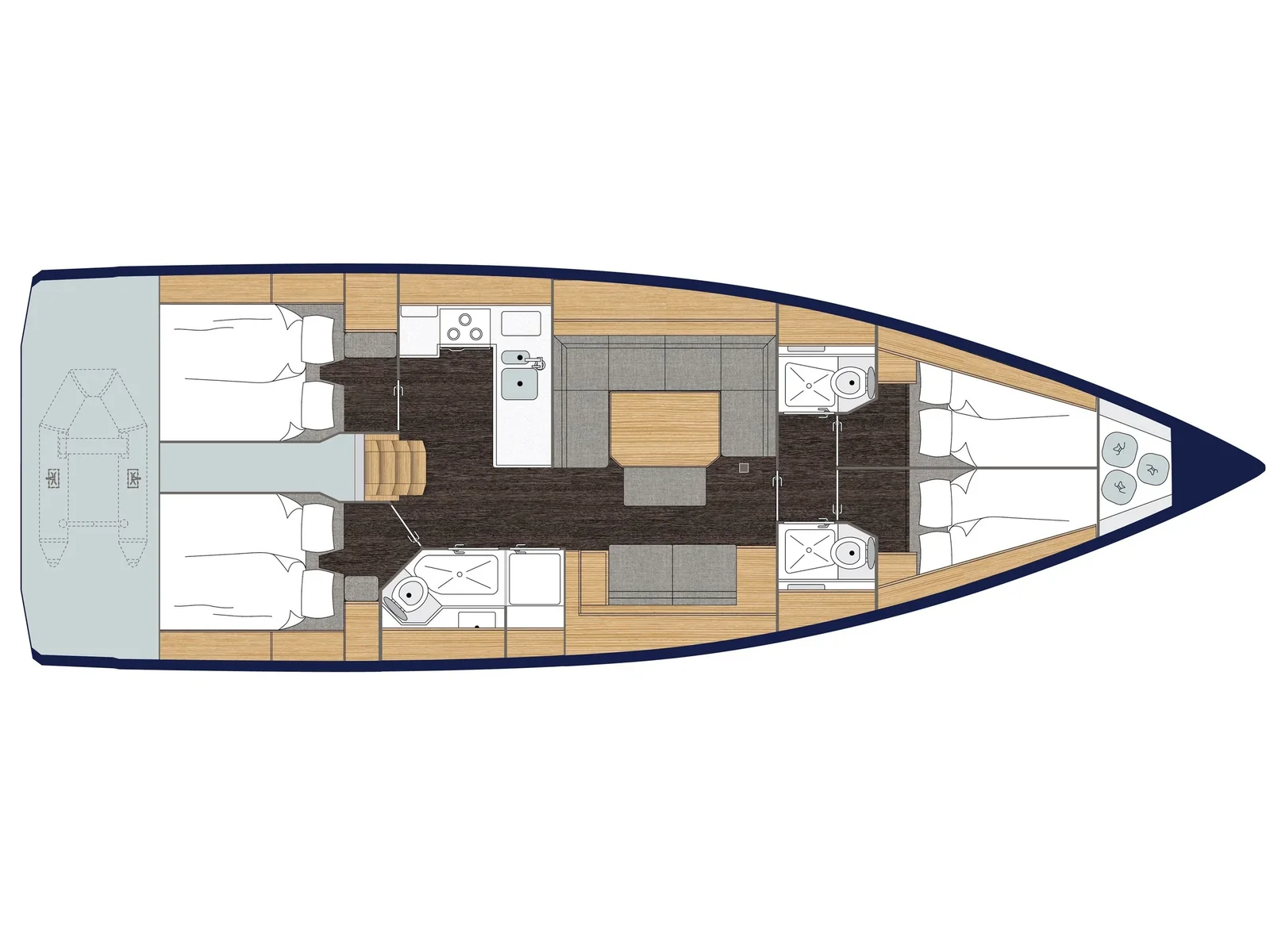 Grundriss der Yacht BAVARIA C45 - Red Horizon