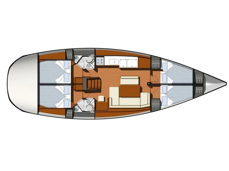 Grundriss der Yacht JEANNEAU Sun Odyssey 44i - Tewa