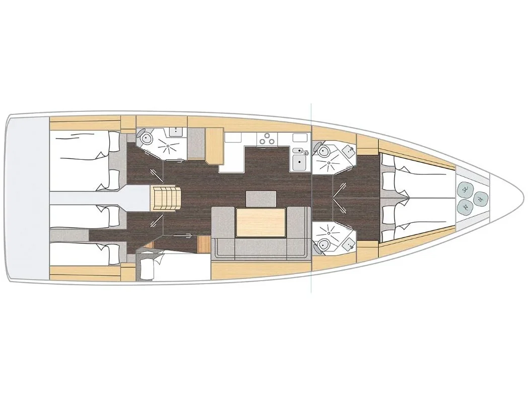 Grundriss der Yacht BAVARIA C46 - Kebifaiv