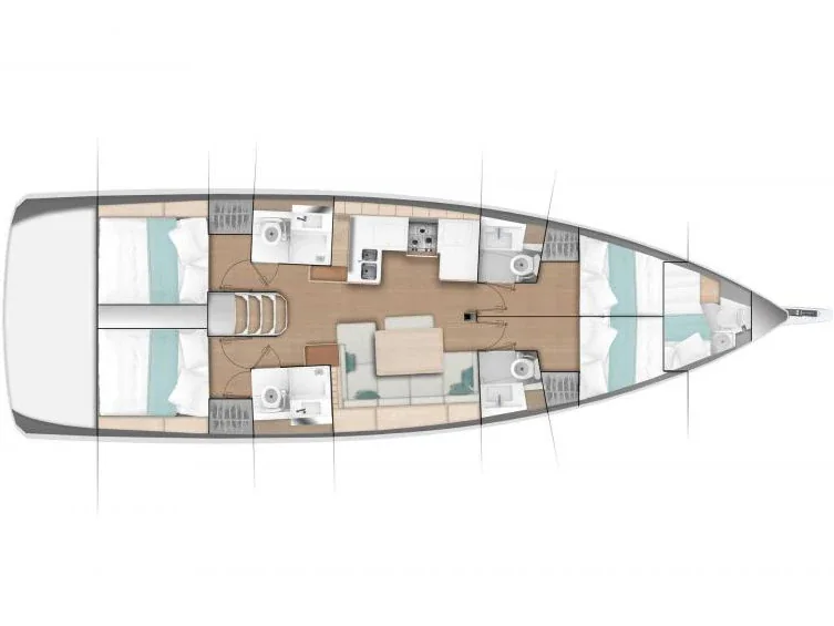 Grundriss der Yacht JEANNEAU Sun Odyssey 490 - Pnoe
