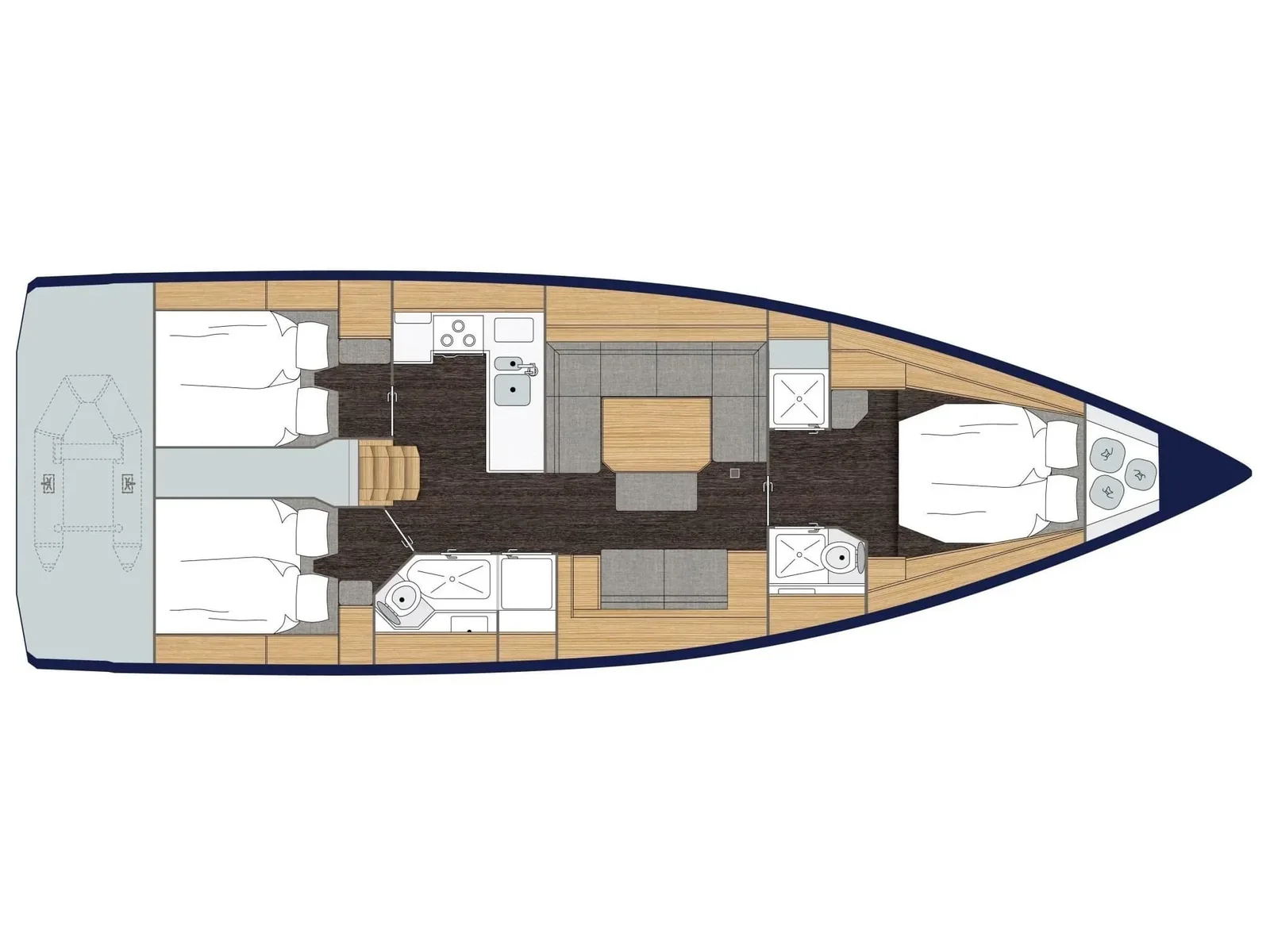 Grundriss der Yacht BAVARIA C45 - Galini