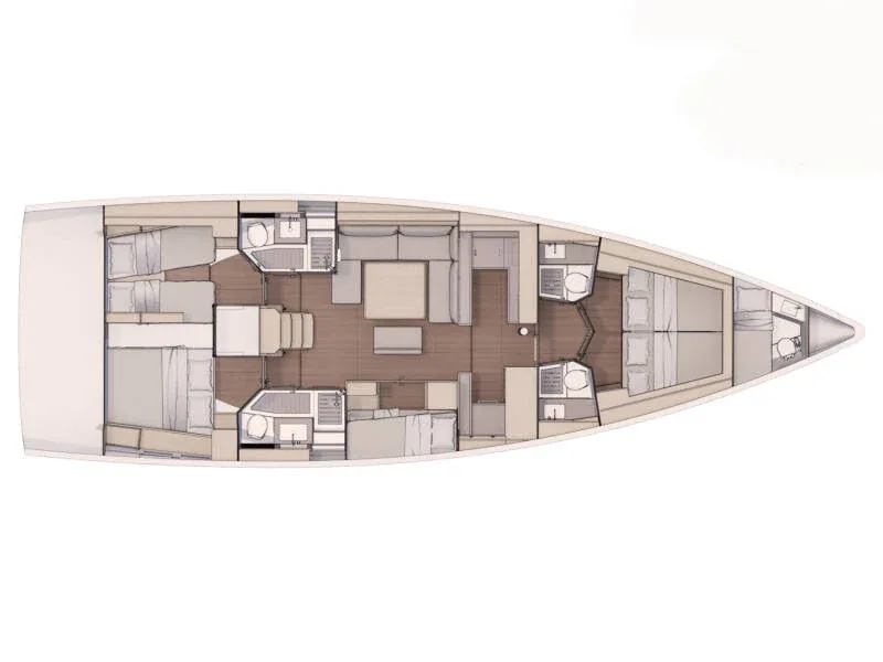 Grundriss der Yacht DUFOUR 530 - Taddarita