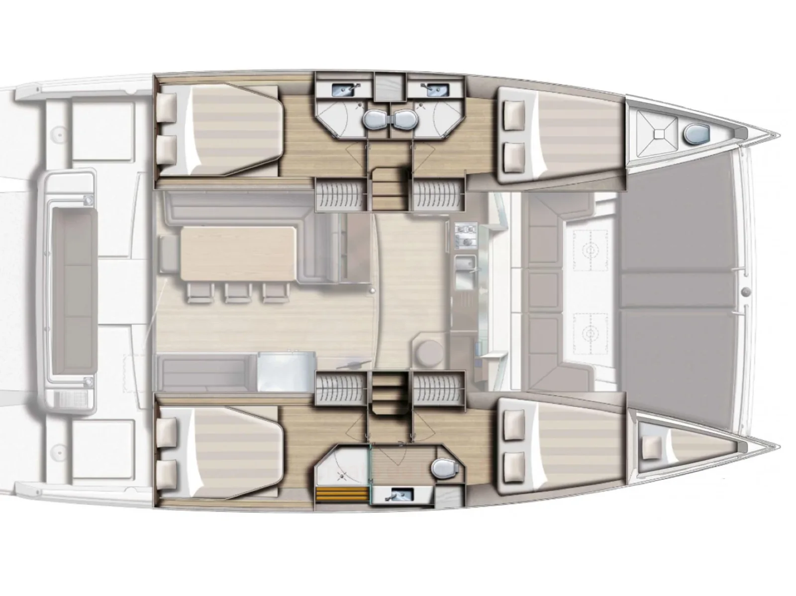 Grundriss der Yacht CATANA Bali 4.3 - Aqua