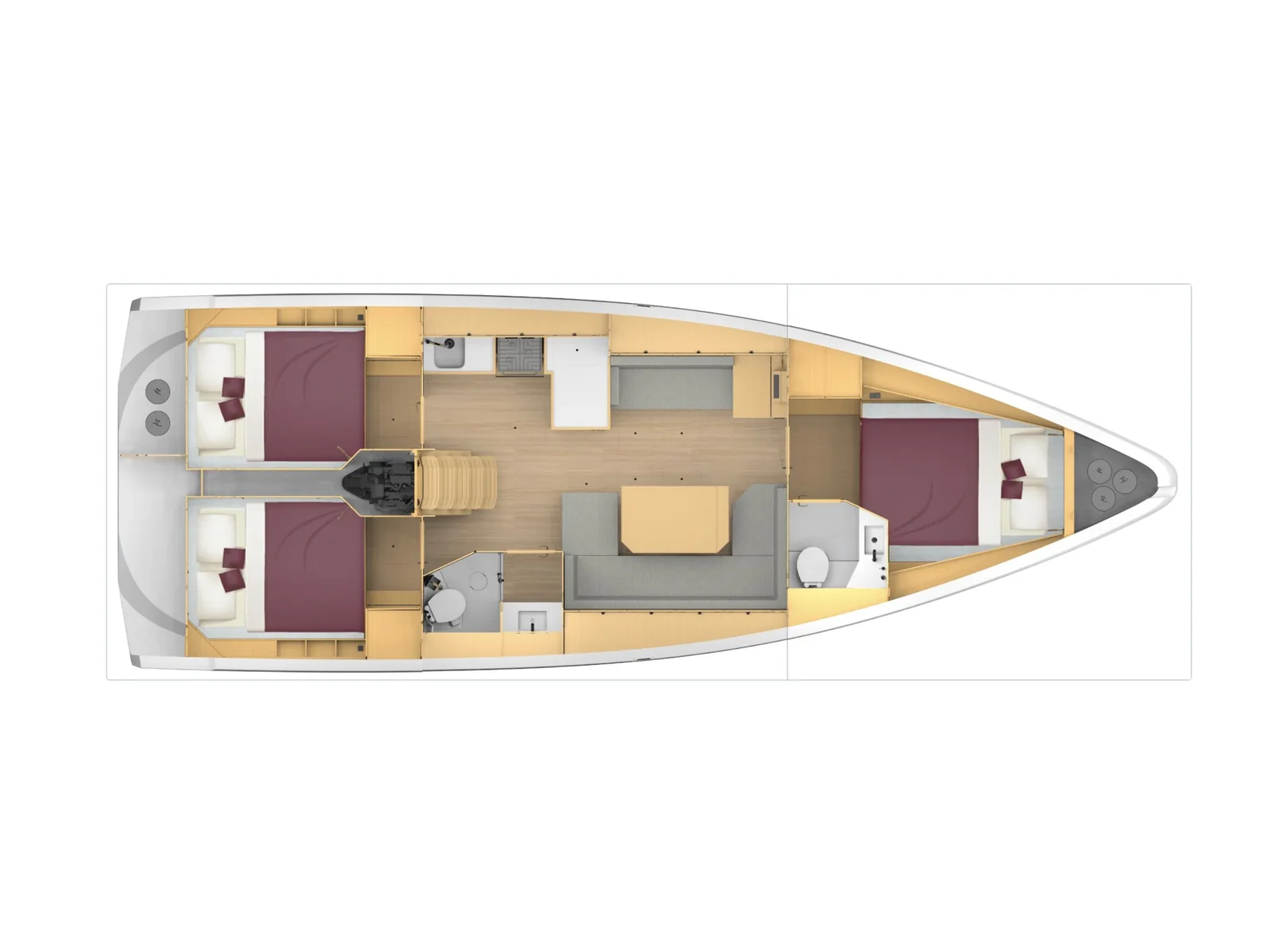 Grundriss der Yacht BAVARIA C42 - Supereva