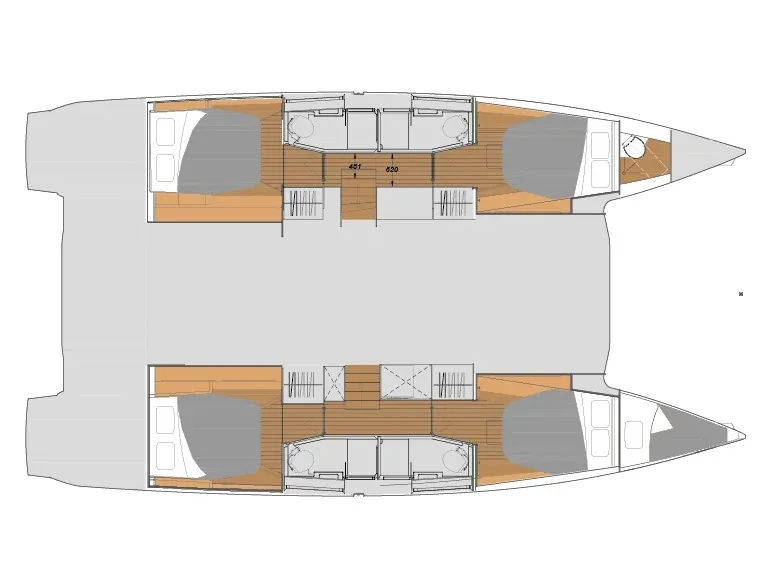 Grundriss der Yacht FOUNTAINE PAJOT Elba 45 - Heidsieck