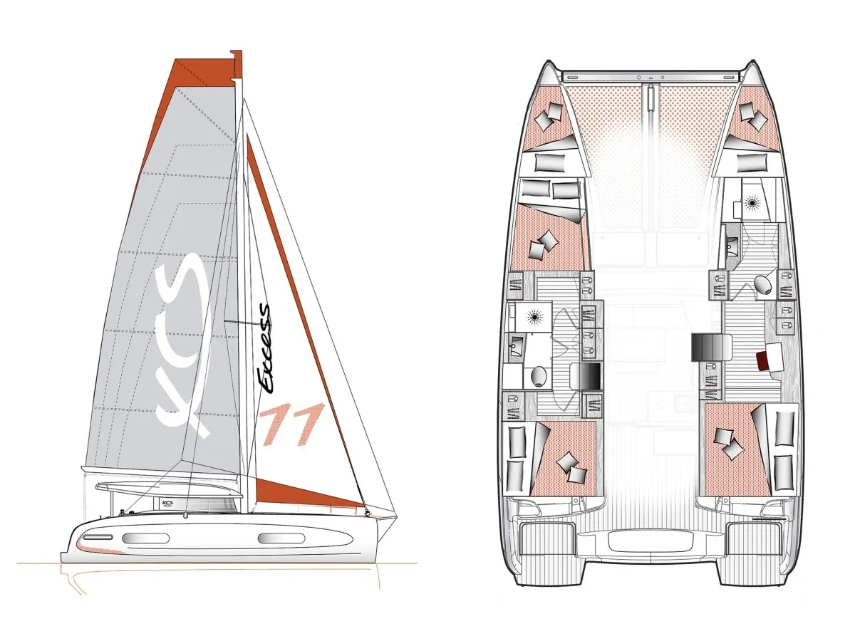 Grundriss der Yacht EXCESS-CATAMARANS 11 - Everdream