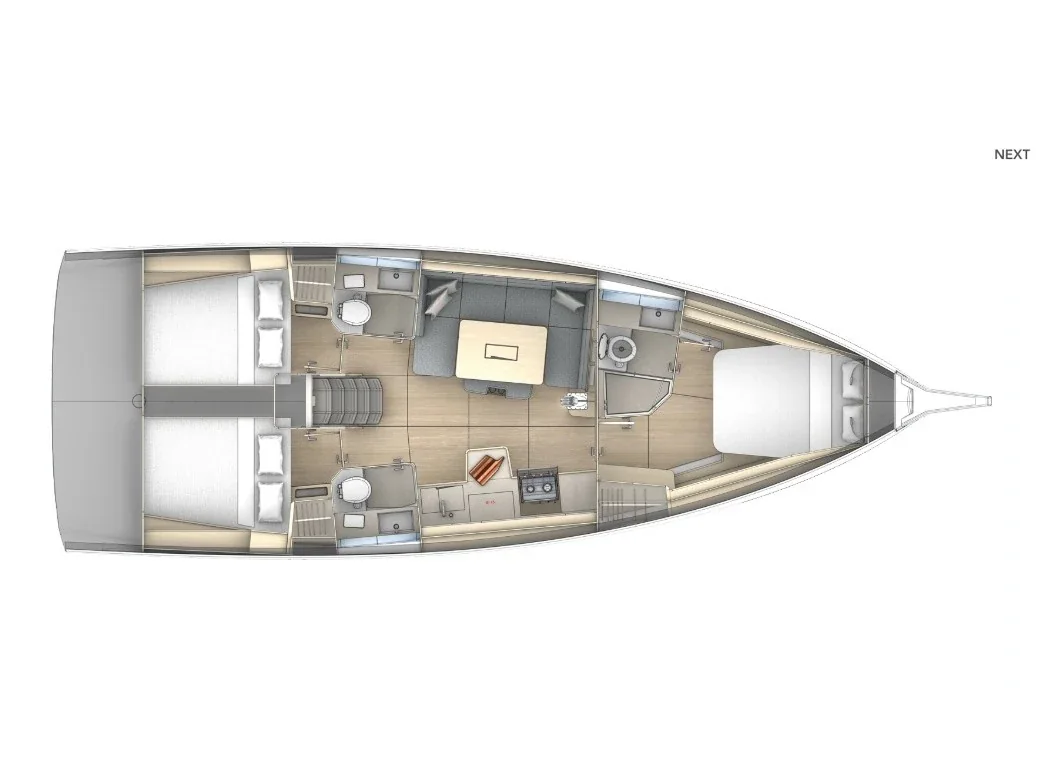 Grundriss der Yacht DUFOUR 41 - Syrena