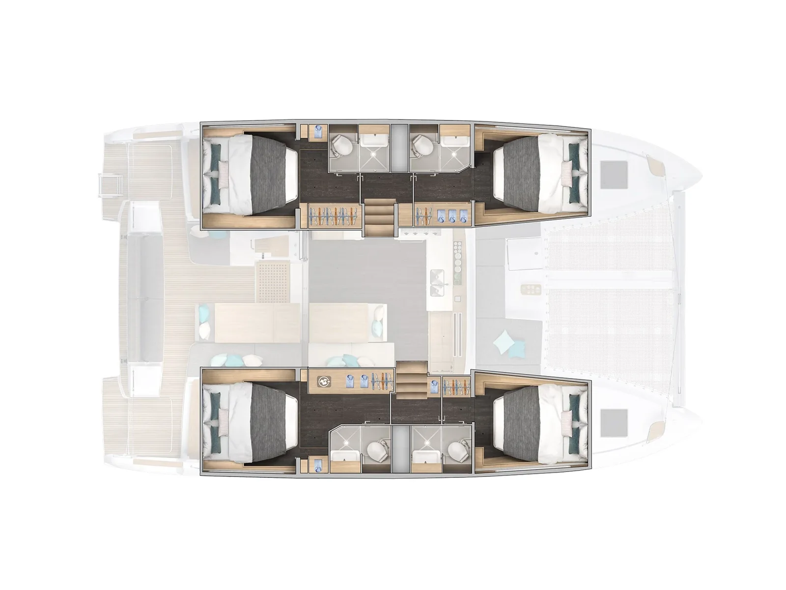 Grundriss der Yacht LAGOON 43 - Aloe