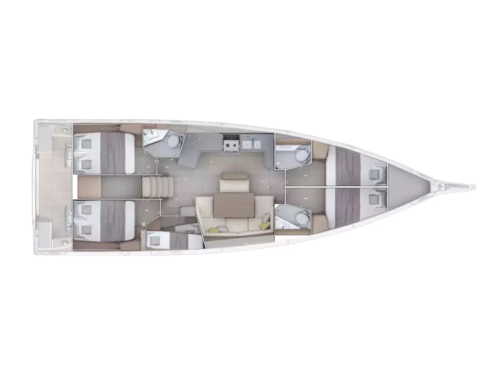 Grundriss der Yacht BENETEAU Oceanis 47 - August