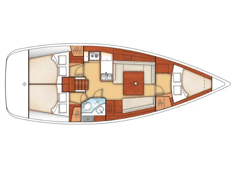 Grundriss der Yacht BENETEAU Oceanis 37 - Romantica