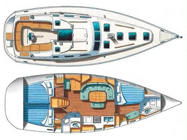 Grundriss der Yacht BENETEAU Oceanis 393 - Crete