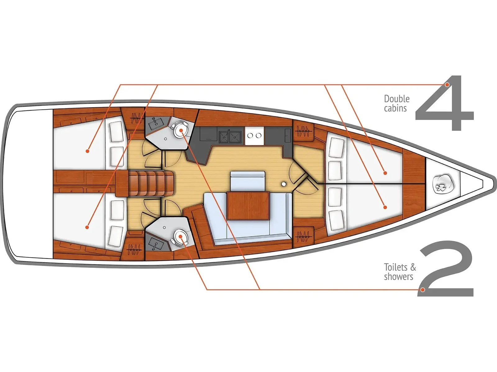 Grundriss der Yacht BENETEAU Oceanis 45 - Cancan