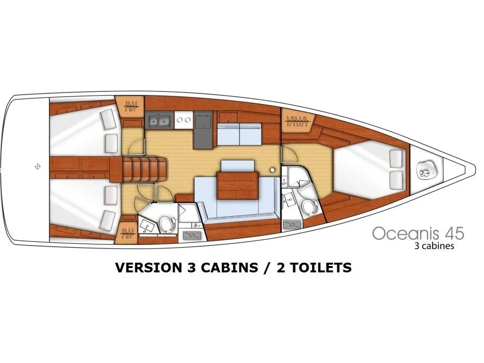 Grundriss der Yacht BENETEAU Oceanis 45 - Callidora