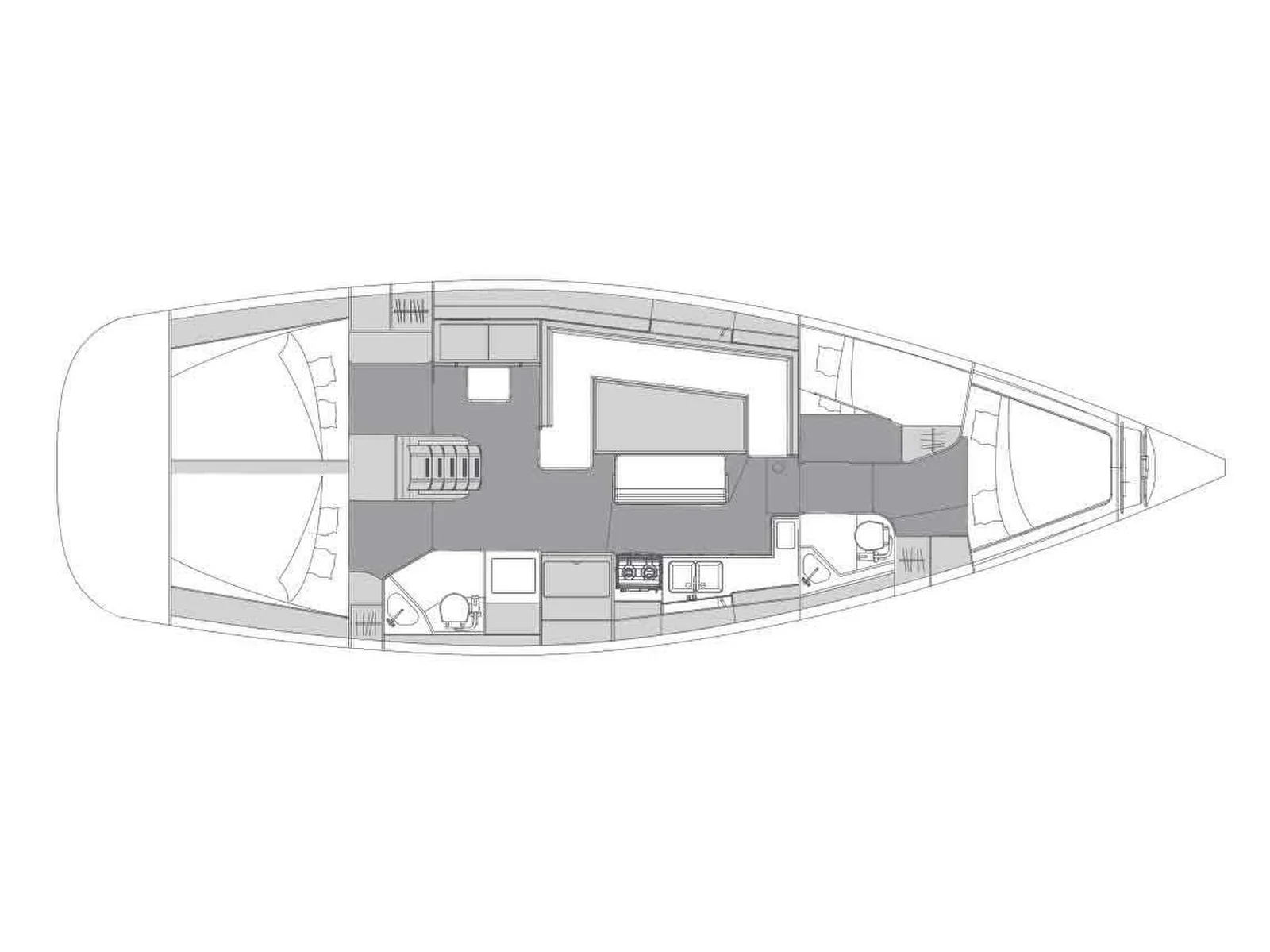 Grundriss der Yacht ELAN Impression 45.1 - Corgi