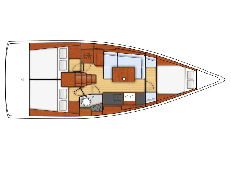 Grundriss der Yacht BENETEAU Oceanis 38 - Felina