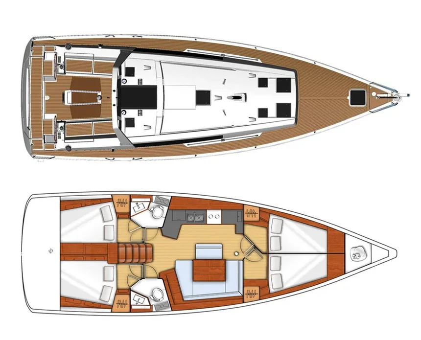 Grundriss der Yacht BENETEAU Oceanis 45 - Neška II