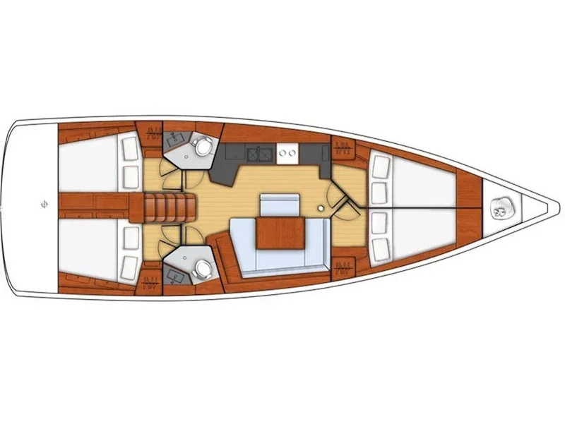 Grundriss der Yacht BENETEAU Oceanis 45 - Alboran XXXIV Nini