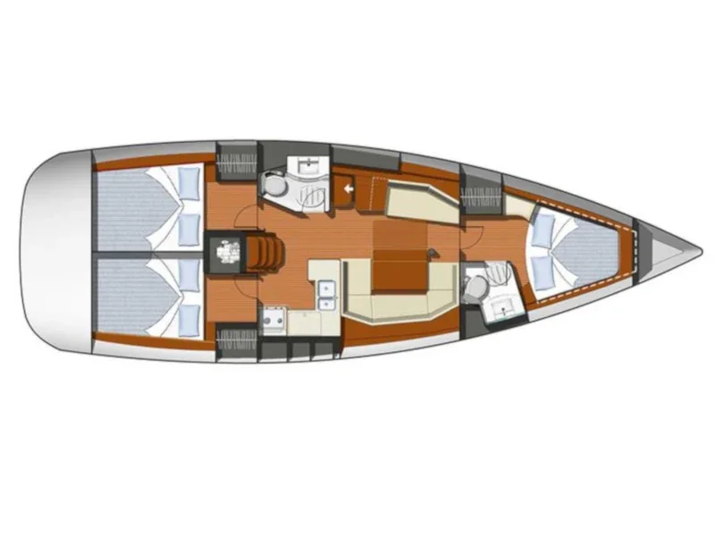 Grundriss der Yacht JEANNEAU Sun Odyssey 42i - Praha