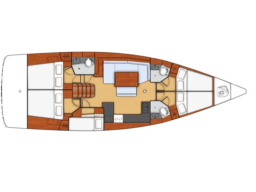 Grundriss der Yacht BENETEAU Oceanis 48 - Pherousa
