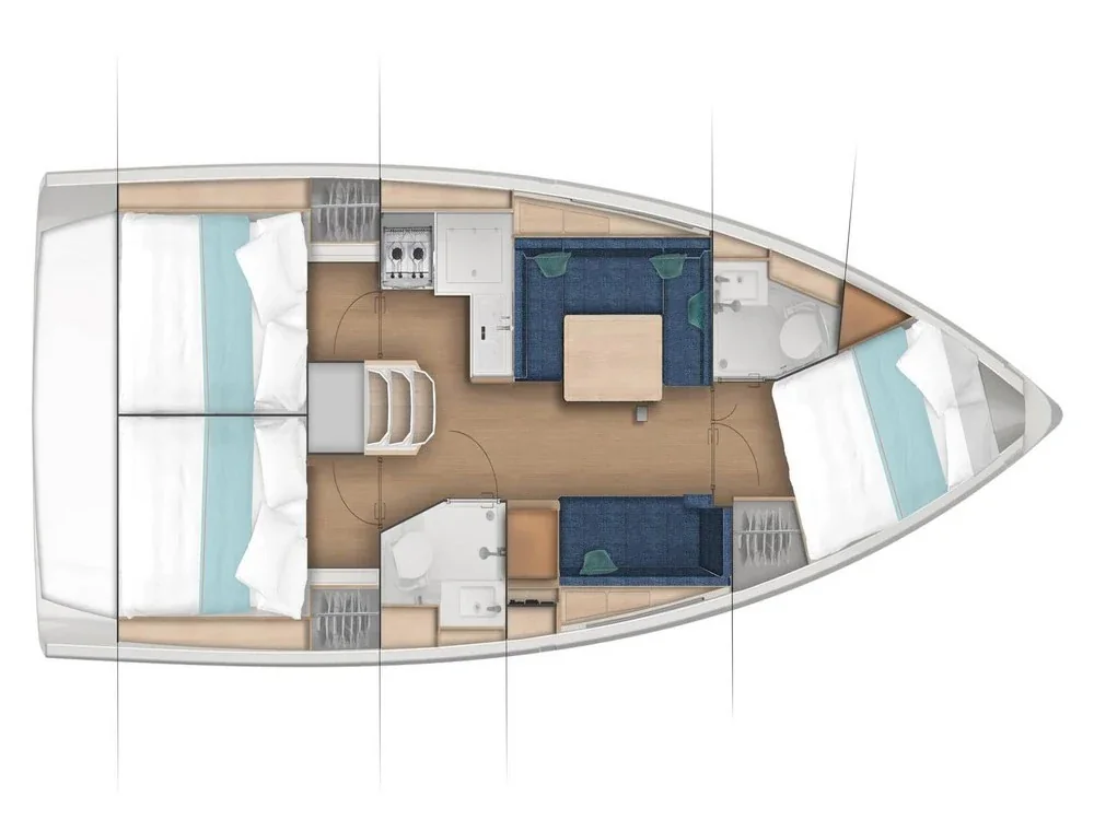 Grundriss der Yacht JEANNEAU Sun Odyssey 380 - Šinki Jr.
