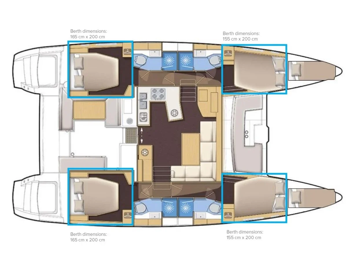 Grundriss der Yacht LAGOON 450 F - Adriatic Cheetah