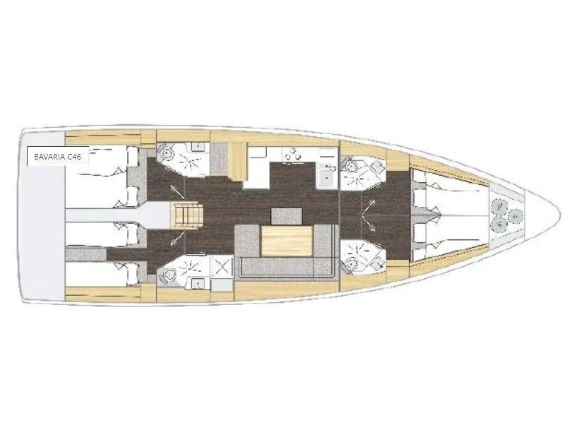 Grundriss der Yacht BAVARIA C46 - Smaragda